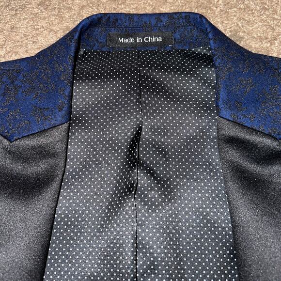 Men’s Blue and Black Brocade Dinner/Tuxedo Jacket 38 Regular - Picture 11 of 12